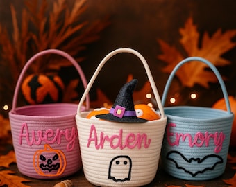 Kids Halloween Basket, Halloween Boo Basket, Pumpkin Basket, Candy Basket, Halloween Decor, Halloween Gifts, First Halloween Storage Basket