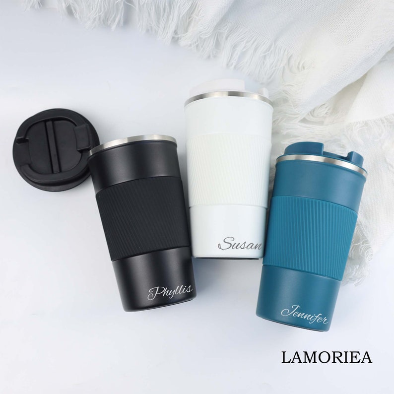 Personalized Coffee cup Travel coffee mug Insulated stainless steel cup Reusable travel mug Stainless steel mug Christmas gifts 画像 2