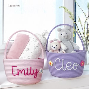 Personalisierter Babypartykorb, Babykorb, Kinderspielzeugkorb, Kinderzimmer-Aufbewahrungskorb, handgefertigter Geschenkkorb, neue Muttergeschenk, Geschenk für Kinder