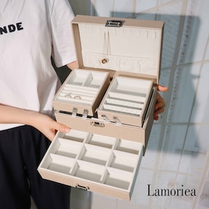 Opberger sieradendoos voor dames, meisjes, grote opberger voor sieraden met lade, opberger voor dames sieraden, kerstcadeaus