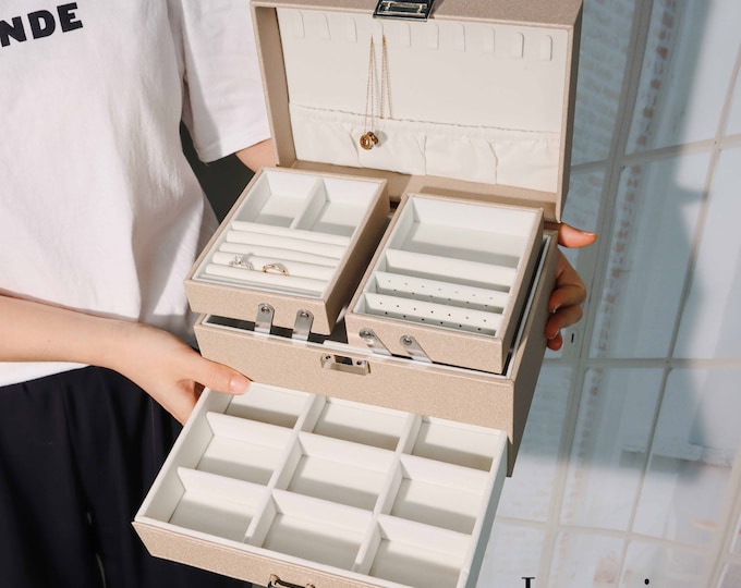 Jewelry Box Organizer for Women Girls, Large Jewelry Storage Organizer with Drawer Women Jewelry Organizer Holder Case, Christmas gifts
