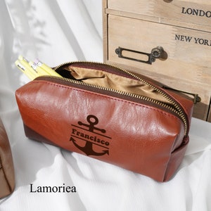 Op maat gegraveerde etui, leren pennenetui met monogram, leren pennenhouder, vadergeschenken, geschenken leraar, kantooraccessoire, cadeau werknemer