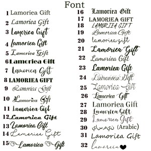 May include: A graphic design image showing different font styles for the name "Lamoriea Gift". The image shows 32 different variations of the name in different fonts, including cursive, bold, and all caps.