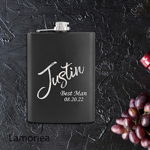 Trauzeuge-Flachmann, gravierte Flasche, Vater Geschenk, Hochzeit Idee, kundenspezifische Wein-Flachmann, Whisky-Flasche, Groomsmen Geschenk, Geschenk für Männer