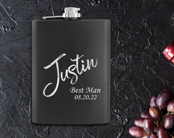 Best Man Hip Flask, Engraved Flask, Father Gift, Wedding Idea, Custom Wine Hip Flask, Whiskey Flask, Groomsmen Gift, Gift for Men