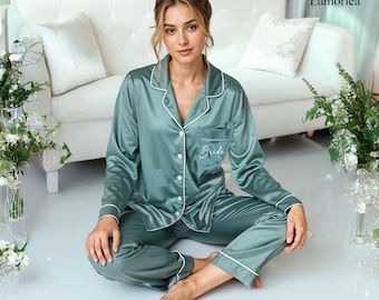 Gepersonaliseerde pyjama, bruidspyjama, pyjama voor vrouwen, cadeaus voor haar, pyjama bruidsmeisje, cadeau bruidsfeest, cadeau bruidsmeisje voorstel cadeau