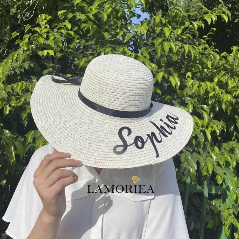 Cappelli da spiaggia regolabili personalizzati Cappelli da damigella d'onore Cappello da spiaggia Cappelli da addio al nubilato con nome personalizzato Regali per bomboniere per addio al nubilato in spiaggia immagine 5