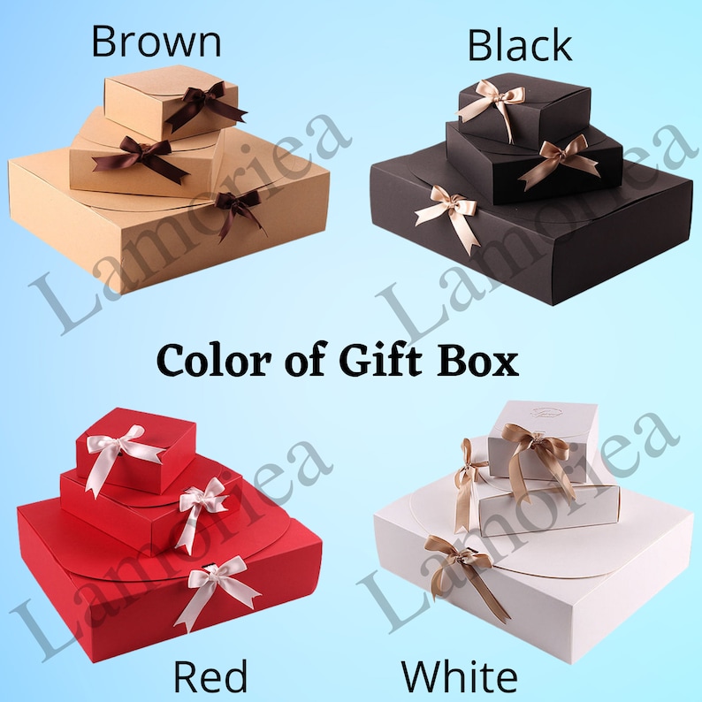 Personalized Gift Boxes, Custom Gift Bag, Christmas Gift Boxes, Easy Assembly, Custom Kraft Box with Bow Ribbon, Premium Gift Box image 3