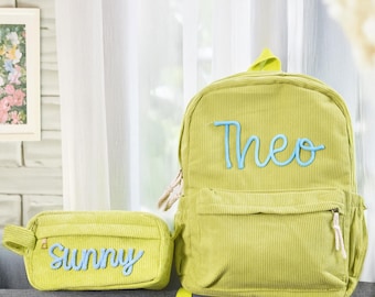 Gepersonaliseerde kinderrugzak, bijpassende set voor kinderen, terug naar school-cadeaus, schoolbenodigdheden set, peutertas, lunchtas met naam, tas kinderdagverblijf