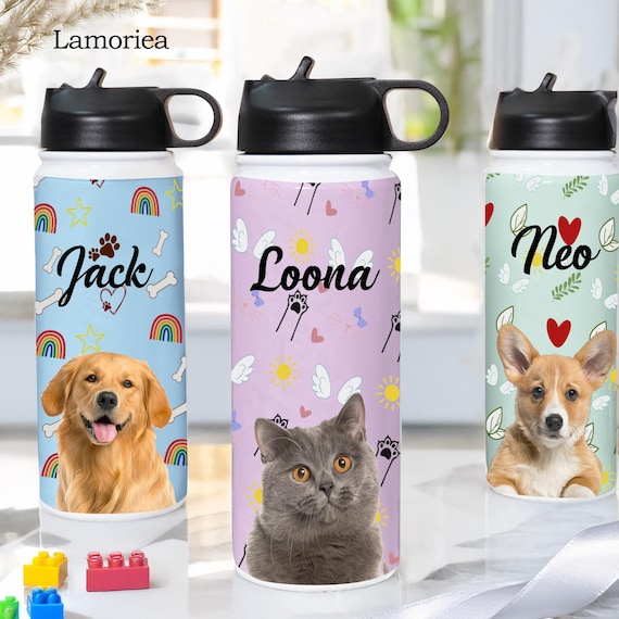 Personalized Pet Portrait Bottle, Cat Lover Gifts,dog Lover Gift