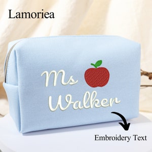 Bestickter Beutel mit Bestickung, Lehrer Wertschätzung Geschenk Tasche, Kulturtasche, Makeup Organisator, Lehrer Kosmetiktasche, Monogramm Tasche