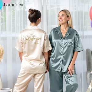 Personalized Bridesmaid Pajamas Set, Bridal Pajamas, Matching Pajamas, Pajamas for Women, Pjs, Birthday Squad, Bride Squad, Gift for Her