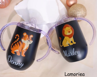 Taza para sorber personalizada, taza para niños de acero inoxidable, taza de entrenamiento para bebés, taza de regalo para baby shower, regalo de cumpleaños para niños pequeños