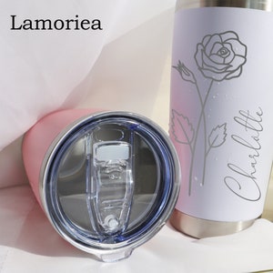 Personalized Birth Flower 20oz Tumbler, Laser Engraved Tumbler, Stainless Steel Mug, Insulated Tumbler, Birth Flower Tumbler image 4