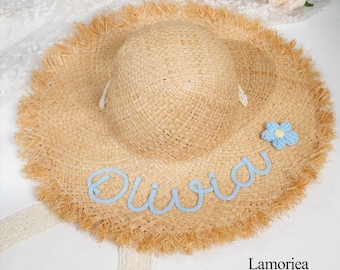 Cappello da spiaggia personalizzato, cappello da donna con monogramma, cappello da vacanza, cappello da luna di miele, decorazione da spiaggia, addio al nubilato in spiaggia, cappello estivo, cappello da sole in paglia, cappello regalo