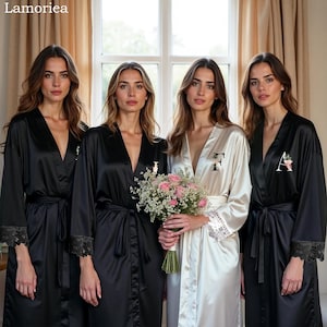 Personalized Extra Long Wedding Robes with Lace, Bridesmaid Proposal Robes, Bridal Robes, Womens Robes, Bride to be Gift, Gift for Her