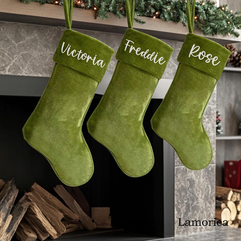 Custom Velvet Stocking, 2024 Family Stocking, Personalized Name