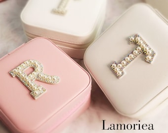 Personalized Initial jewelry box jewellery storage ring box travel jewellery case girls jewellery box gift for her Valentines day gift