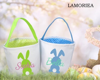 Personalized Easter Bunny Bags, Easter Gifts, Custom Embroidery Bunny Bag, Canvas Bag, Easter Basket Bag, Embroidered Easter Tote Bag