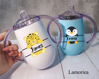 Taza Sippy personalizada, taza para niños de acero inoxidable, taza de entrenamiento para bebés, taza de regalo para baby shower, regalo de cumpleaños para niños pequeños, regalo para niños, regalo para bebés