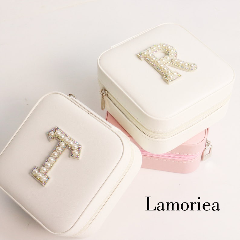 Personalized Initial jewelry box jewellery storage ring box travel jewellery case girls jewellery box gift for her Valentines day gift image 3