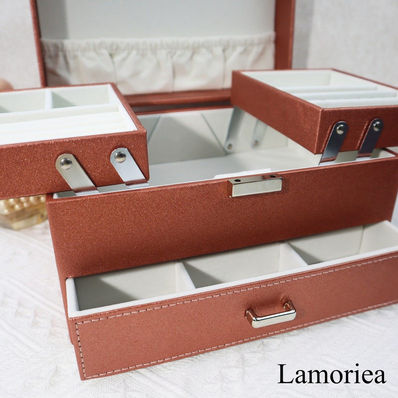 Jewelry Box Organizer for Women Girls, Large Jewelry Storage Organizer with Drawer Women Jewelry Organizer Holder Case, Christmas gifts 画像 6