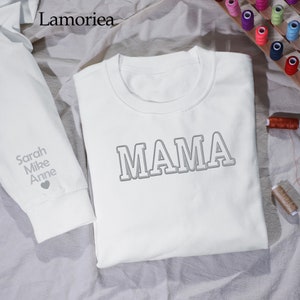 Personalised Mama Sweatshirt with Kid Names on Sleeve, Mothers Day Gift, Birthday Gift for Mom, New Mom Gift,mom sweatshirt