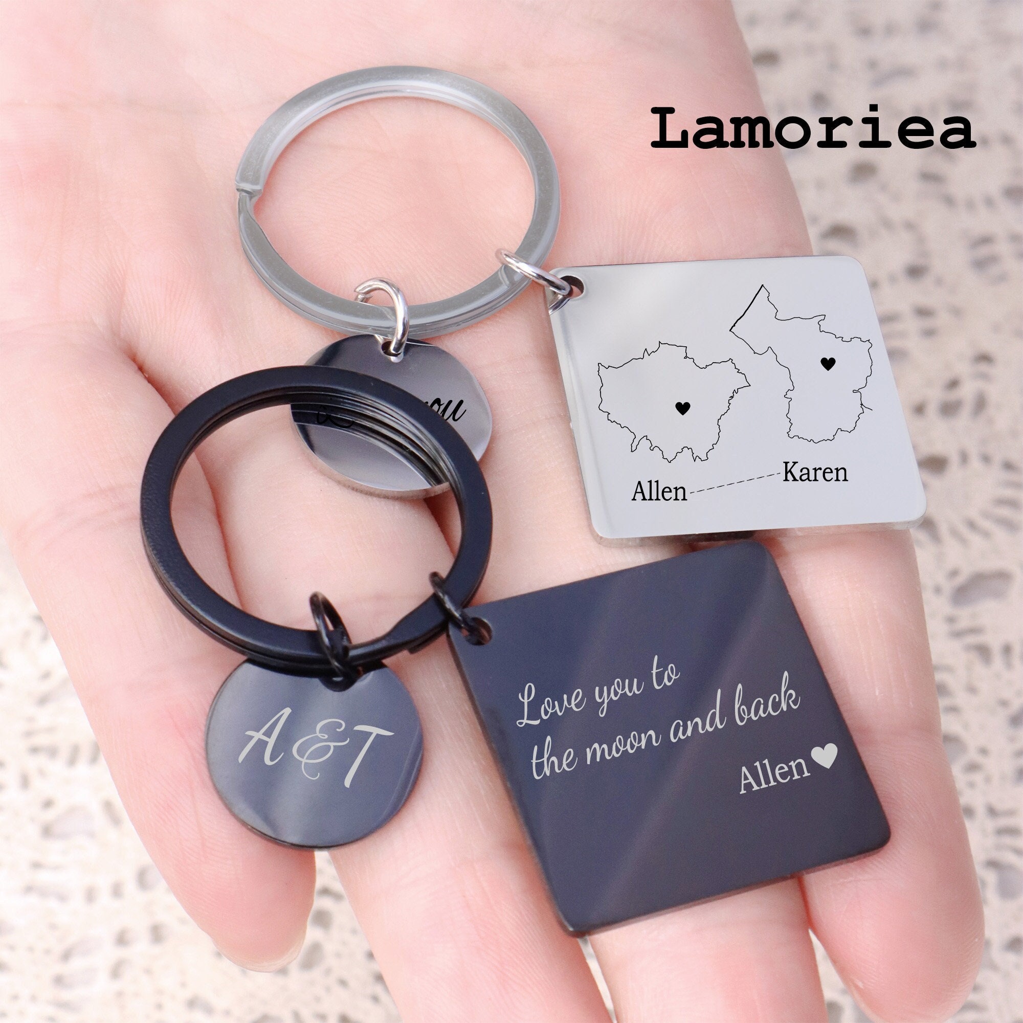 Porte-clés Personnalisable Avec Photo - Double Face Gravée - Acier Inoxydable - Cadeau Personnalisé Pour Famille, Amis - 2