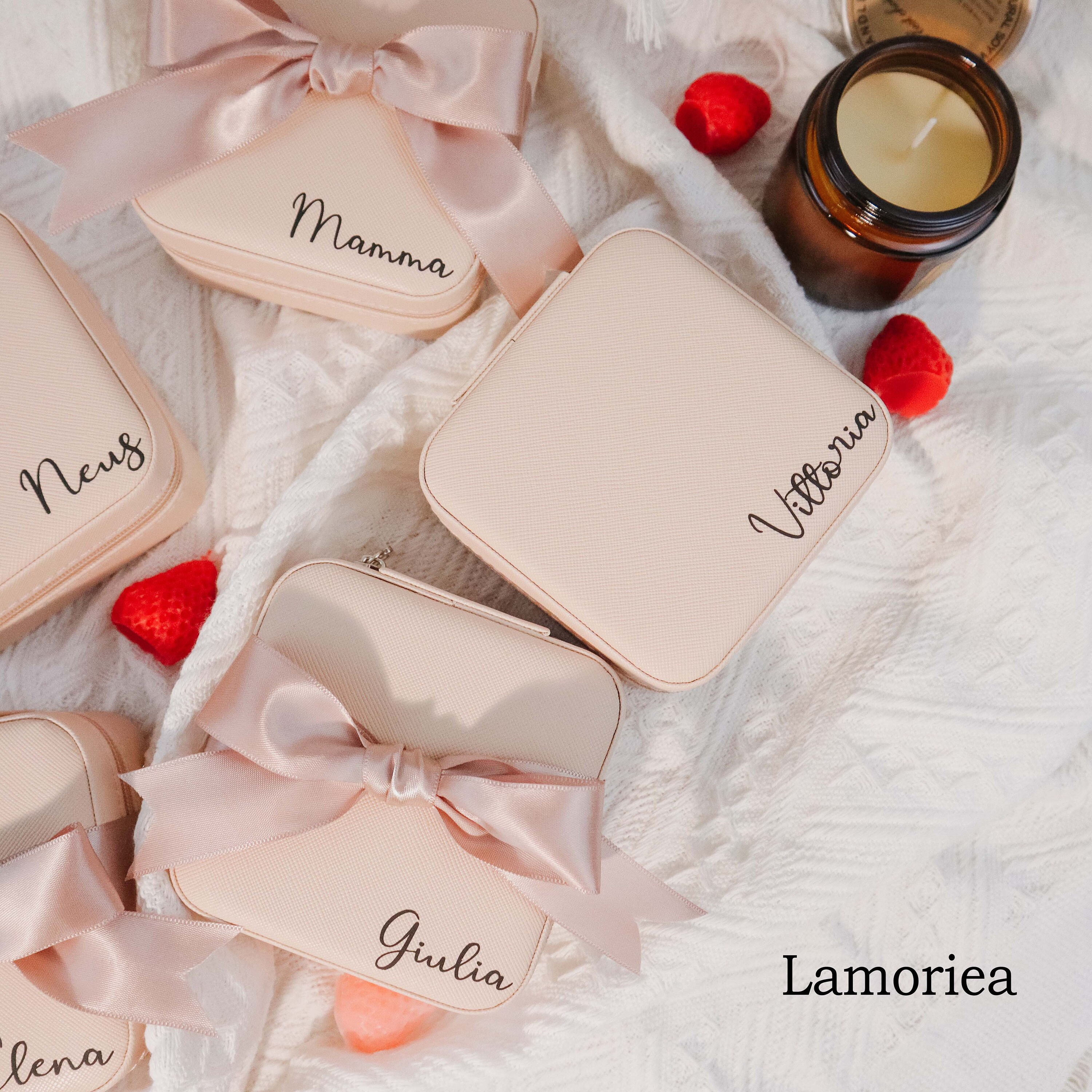 Joyero Personalizado Con Nombre Y Flor De Nacimiento – Regalo Para Damas De Honor O Novia – Estuche De Viaje De Cuero Sintético