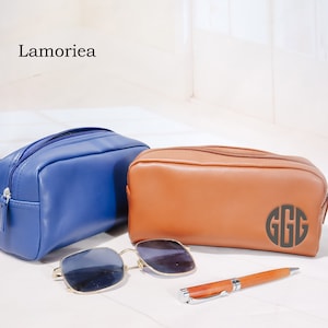 Personalized Mens Leather Toiletry Bag, Custom Groomsman Gift, Groom Gift Bag, Bestman Gift Travel Dopp Kit, Fathers Day Gift, Gifts for Him