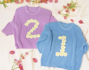 Handbroderade födelsedagströjor, Anpassade småbarnströjor, Födelsedagspresent till småbarn, Första födelsedagspresent, Babytröja, Barntröja, Babypresent