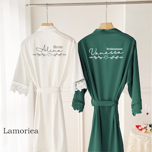 Robes de demoiselle d'honneur personnalisées, robe de chambre de mariage, robe de mariée, peignoirs, robe de mariée en satin, robe de mariée blanche, robe de mariée