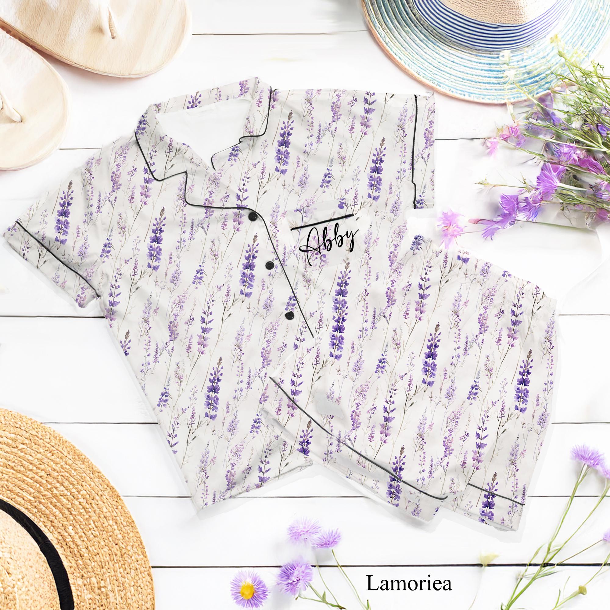 カスタマイズパジャマセット、お揃いパジャマ、ラベンダーパジャマ