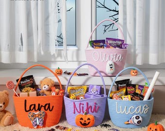 Halloween Candy Basket, Boo Basket, Storage Basket, Handmade Name Basket, Halloween Ghost Basket, Pumpkin Basket, Spooky Basket,Treat Basket