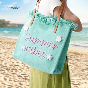 Personalisierte Tasche, Sommerferien Tasche, Mädchen Tasche, Damentasche, Monogramm Tasche, Strandtasche, Geburtstagsgeschenk, Urlaubstasche, Geschenk für sie