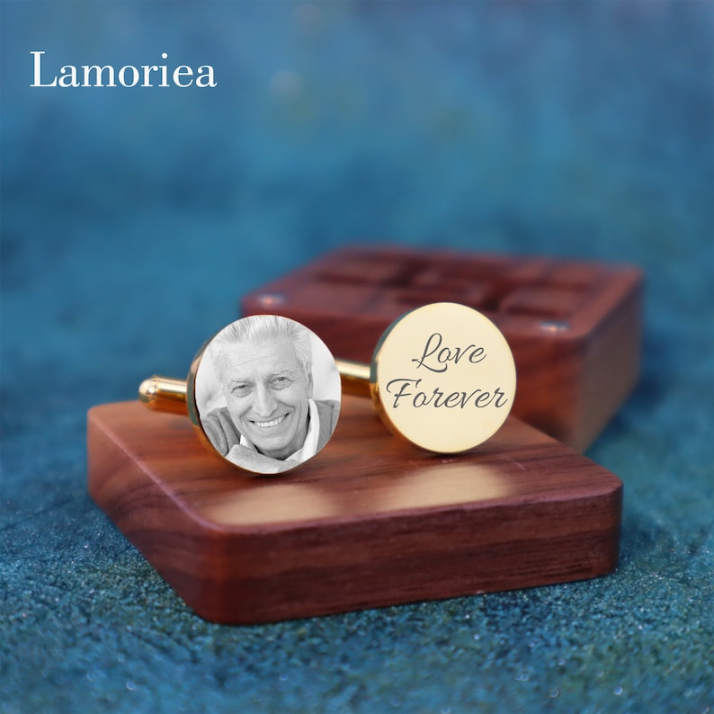 Personalised Photo and Message Cufflinks, Engraved Photo Cufflinks, Photos Cufflinks, Cufflinks for Dad, father's day gift, Valentine Gift zdjęcie 4