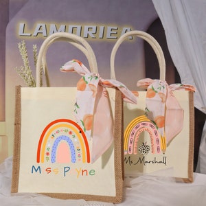 Bolsa personalizada para professor, sacola personalizada para professor, sacola arco-íris, presente para professor, presente de saída escolar para professor, presente para professor de formatura