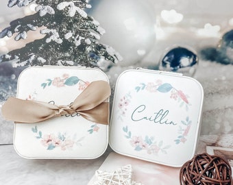 Christmas personalize jewellry box,Custom Jewelry Boxes, Bridesmaid Jewelry Box, Travel Jewelry Case, Custom Name Jewelry box
