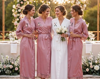 Personalized Long Bridal Robe, Bridesmaid Proposal Robes, Bride to be Gift, Wedding Morning Robe, Womens Robes, Bridal Shower Gifts