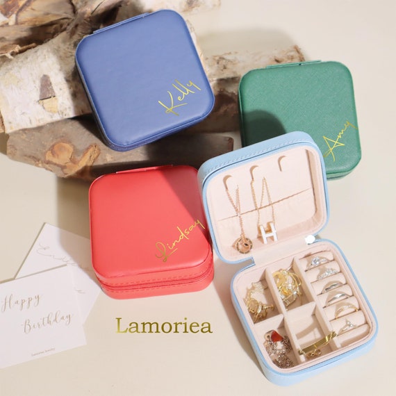 Personalized jewelry box jewellery storage ring box travel jewellery case  girls jewellery box gift for her Christmas gifts