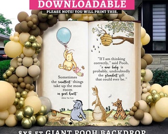 8x8 Feet Giant Pooh Book Backdrop/ Classic Winnie The Pooh Backdrop in DIGITAL FILE / Instant Download