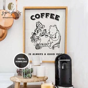 DOWNLOADABLE Classic Winnie The Pooh Coffee Bar Sign Wall Art