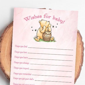 Actividad clásica descargable de Winnie The Pooh Baby Shower / Buenos deseos para el bebé / Mensaje para el bebé / Descarga instantánea / 5x7 pulgadas