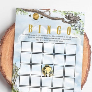 Classique Winnie The Pooh Baby Shower Games / BINGO Card / Instant Download / 5x7 pouces