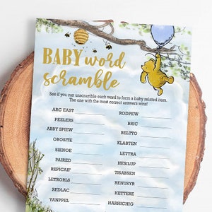 Winnie the Pooh Baby Animal Shower Game , Classic Winnie the Pooh Baby  Shower Games, Editable Winnie the Pooh Baby Shower Game CWG 