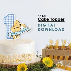 Classic Winnie The Pooh Cake Topper or Centerpiece Decoration / for First Birthday / Instant Download / Number One, Pooh Honey Hunny pot