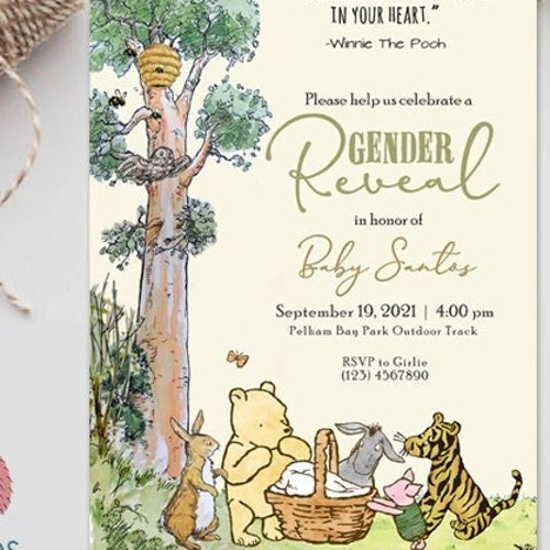 Classic Winnie the Pooh Gender Reveal Invitation Have You Etsy Hong Kong