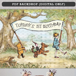 Classic Winnie The Pooh Baby Shower Birthday Poster Backdrop Sign / Personalized Digital File / You Will Print