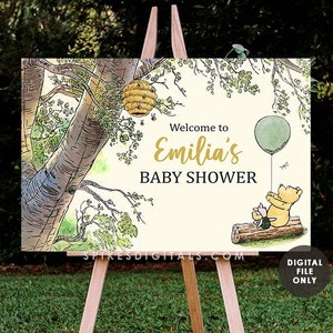 Classic Winnie The Pooh Welcome Sign / Baby Shower Birthday Poster / Welcome Sign / Personalized Digital File