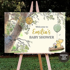 Classic Winnie The Pooh Welcome Sign / Baby Shower Birthday Poster / Welcome Sign / Personalized Digital File